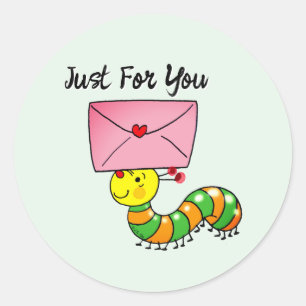 Adesivo Lagarta Fofa com Carta de Amor Só Para Você