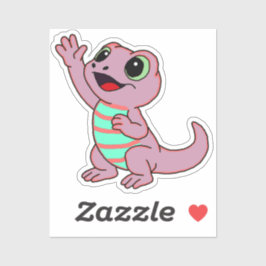 Adesivo Lagarto de desenho animado rosa fofo para garrafa 