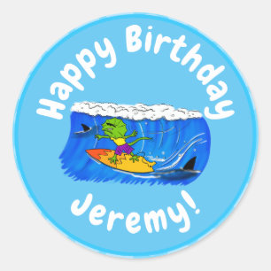 Adesivo Lagarto espinhoso surfando cartoon