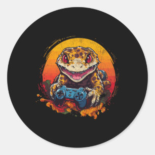 Adesivo Lagarto Leopardo Jogando Video Game Lagarto E Répt