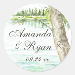 Adesivo Lago Aquarela e Carve Tree Heart