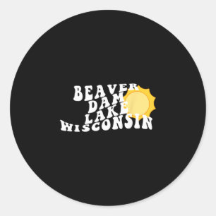 Adesivo Lago Beaver Dam Wisconsin Wi Retro Ondulado Souven