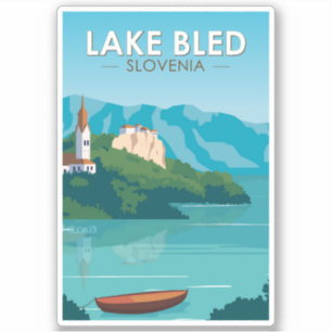 Adesivo Lago Bled Eslovênia Viagem Retro Viagem Art Vintag