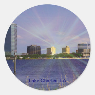 Adesivo Lago Charles, LA Skyline com Sunburst