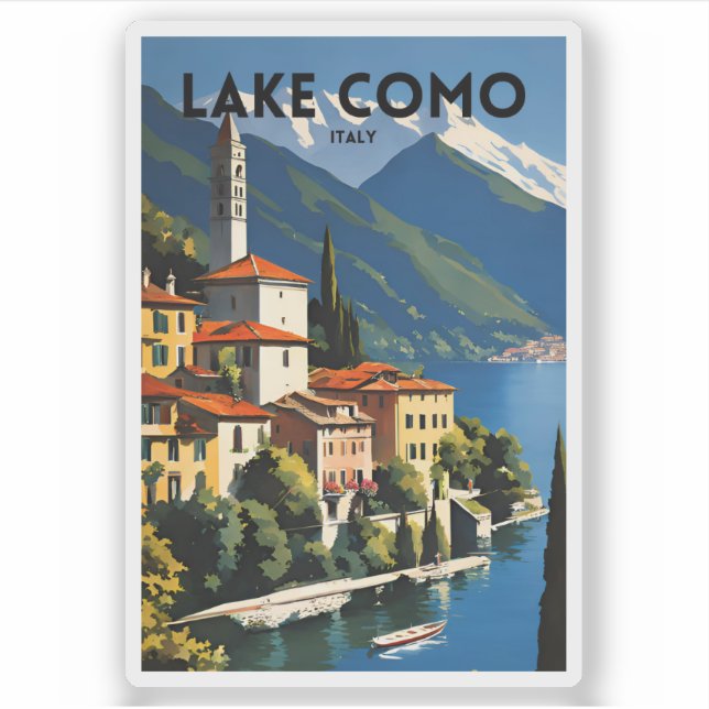 Adesivo Lago Como Itália Poster de viagens tradicional (Frente)