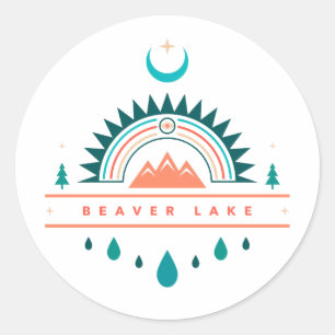 Adesivo lago de castor boho lua arco-íris
