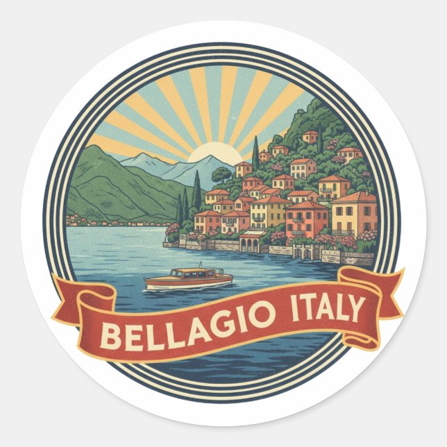 Adesivo Lago de Como Bellagio Itália (Frente)
