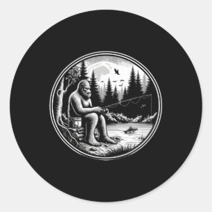Adesivo Lago de pesca do Pé Grande Sasquatch Pescador de p