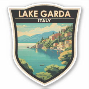 Adesivo Lago di Garda Italia Viagem Art Vintage