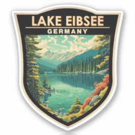 Adesivo Lago Eibsee Alemanha Viagem Art Vintage