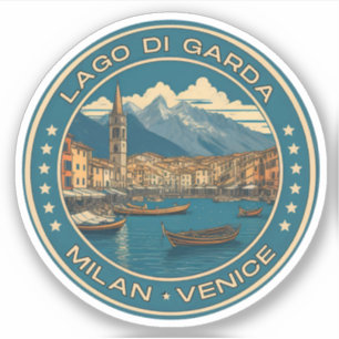 Adesivo lago garda - viagem da família italiana lago di ga