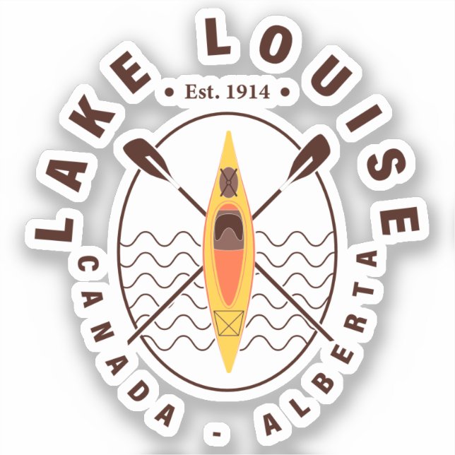Adesivo Lago Louise Canada Alberta Kayaking Retro Souvenir (Frente)