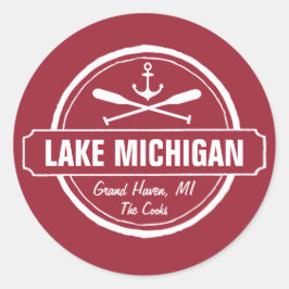 Adesivo Lago Michigan, cidade personalizada, nome, âncora,