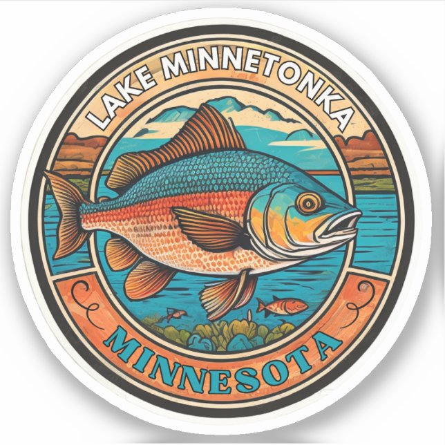 Adesivo Lago Minnetonka, Pesca e barcos de Minnesota (Frente)