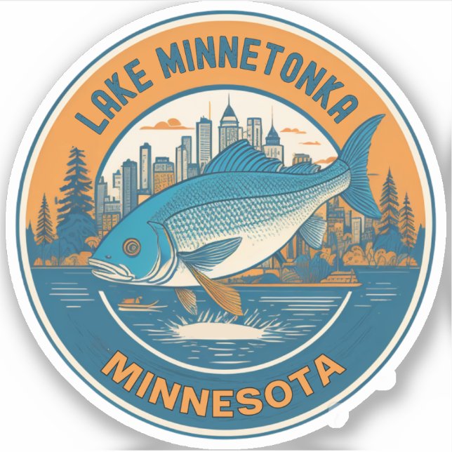 Adesivo Lago Minnetonka, Pesca e barcos de Minnesota (Frente)