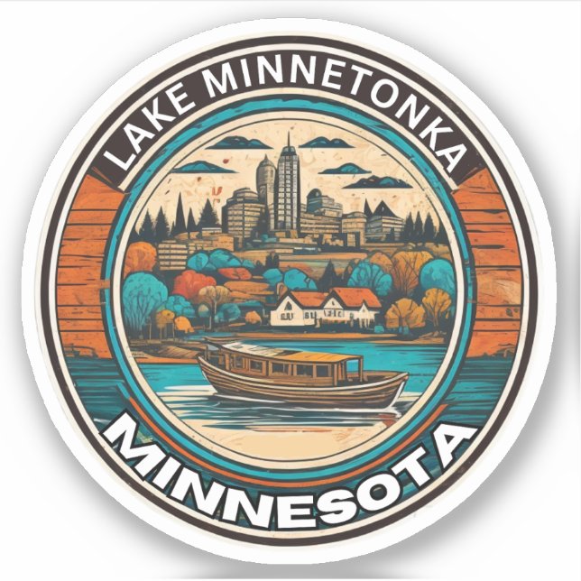 Adesivo Lago Minnetonka, Pesca e barcos de Minnesota (Frente)