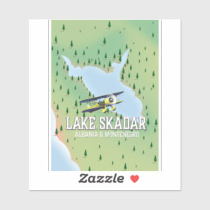 Adesivo Lago Skadar Albânia e mapa do lago montenegro
