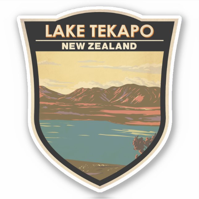 Adesivo Lago Tekapo New Zelândia Viagem Art Vintage (Frente)