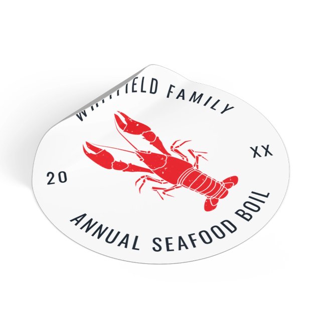 Adesivo Lagosta de Verão da Família Personalizada (Personalized Family Summer Lobster Boil Classic Round Sticker)