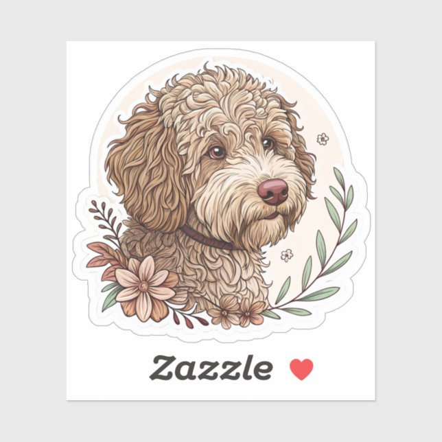 Adesivo Lagotto Romagnolo | Cute Watercolor Dog with Truff (Folha)