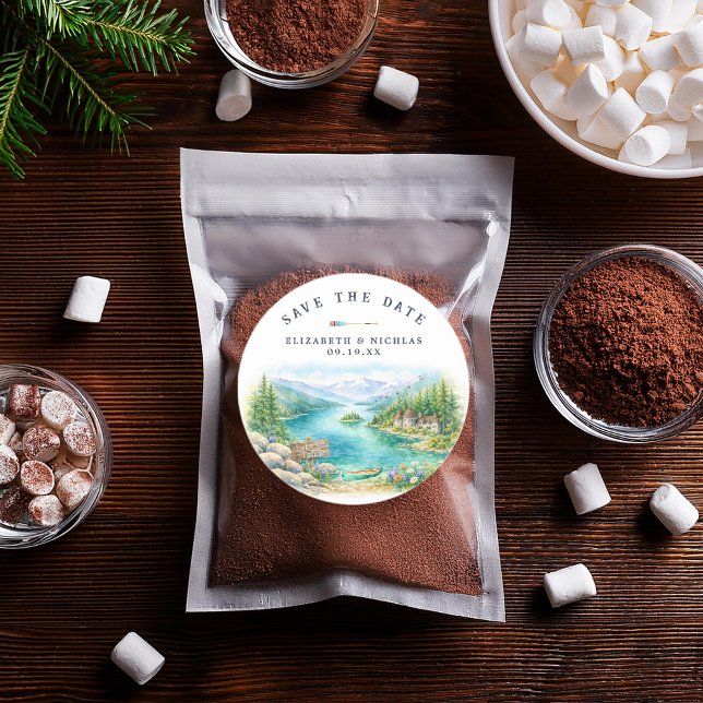 Adesivo Lake Tahoe Watercolor Save the Date Wedding  (Criador carregado)