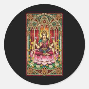 Adesivo Lakshmi Deusa da Riqueza Vidro Corado Hinduísmo Mi