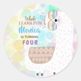 Adesivo Lama aniversário de criança divertido e colorido