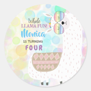 Adesivo Lama aniversário de criança divertido e colorido