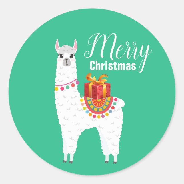 Adesivo Lama bonitinha de Natal Funky Alpaca (Frente)