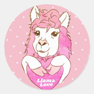 Adesivo Lama cor-de-rosa na moda & bolinhas