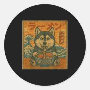 Adesivo Lámen Husky Kawaii Engraçado Husky de Macarrão Jap