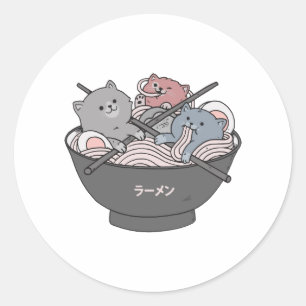 Adesivo Lamen Kawaii de Gato