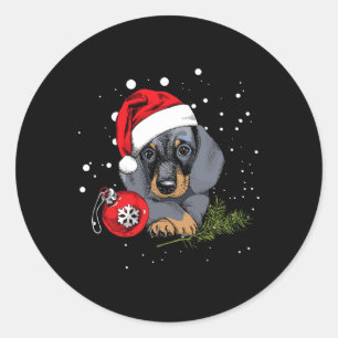 Adesivo Lâmpada de árvore de Natal com cachorro Dachshund