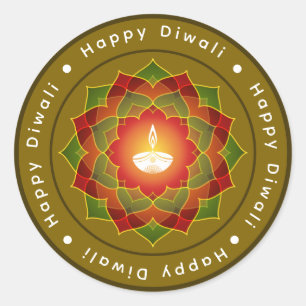Adesivo Lâmpada Personalizável Lotus Mandala Rangoli Diwal
