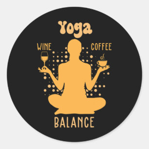Adesivo Lança Yoga - Amante de Yoga de Café e Vinho Presen