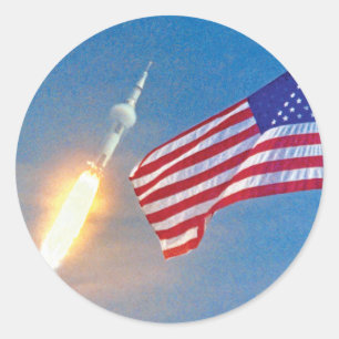 Adesivo Lançamento da Apollo 11 com bandeira americana