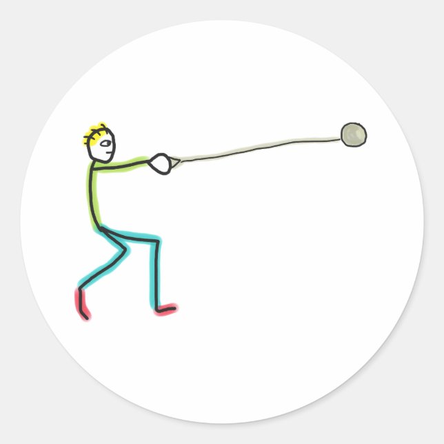 Adesivo Lançamento de Martelo Stickman (Frente)