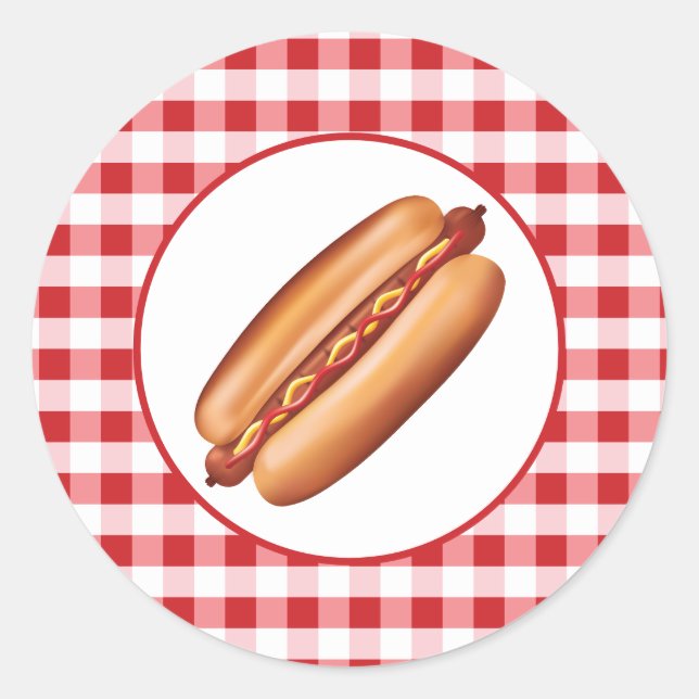 Adesivo Lanche de Cachorro-Quente em Xadrez Vermelho (Frente)