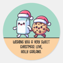 Adesivo Lanches de Natal Leite e Biscoito Texto Personaliz