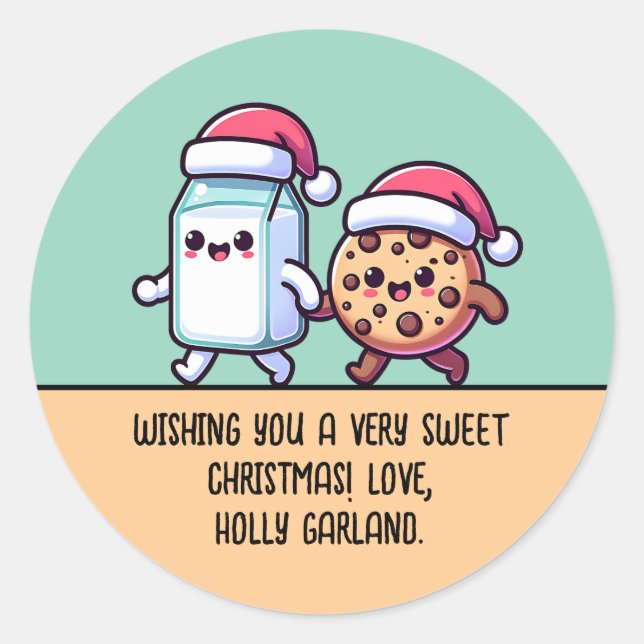 Adesivo Lanches de Natal Leite e Biscoito Texto Personaliz (Frente)