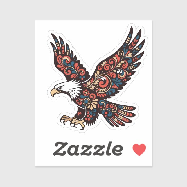 Adesivo Landing Eagle Sticker - Ornamental Paisley Wings & (Folha)