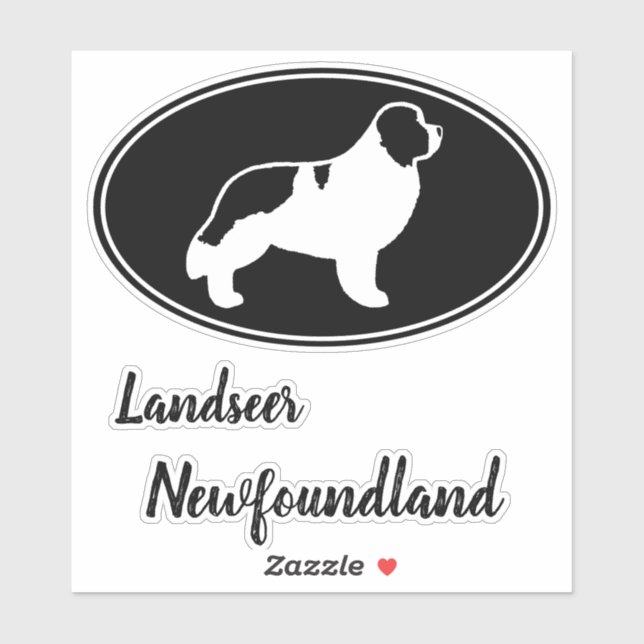 Adesivo Landseer Newfound Dog Silhouker Sticker (Folha)