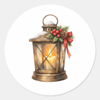 Adesivo Lanterna de Natal aquarela com vela acesa
