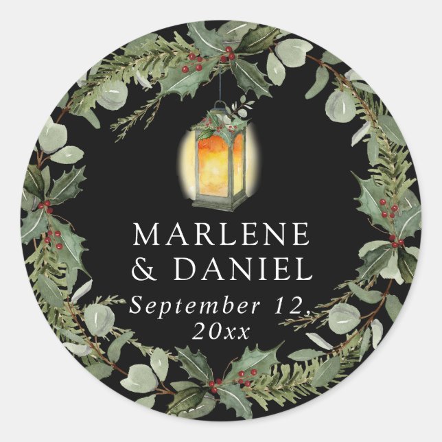 Adesivo Lanterna Elegante White Winter n Red Holly Envelop (Frente)