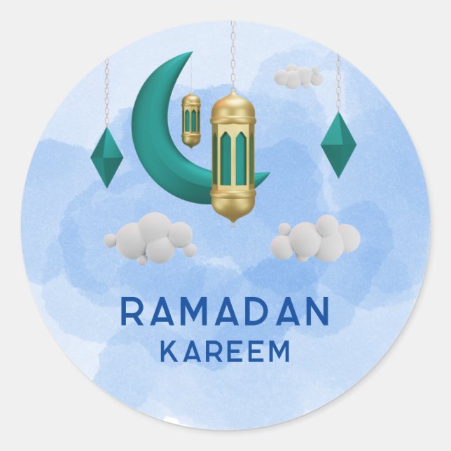 Adesivo Lanterna Islâmica Ramadan kareem Round Sticker (Frente)