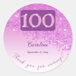 Adesivo Lanterna Rosa, 100.º Aniversário Obrigados
