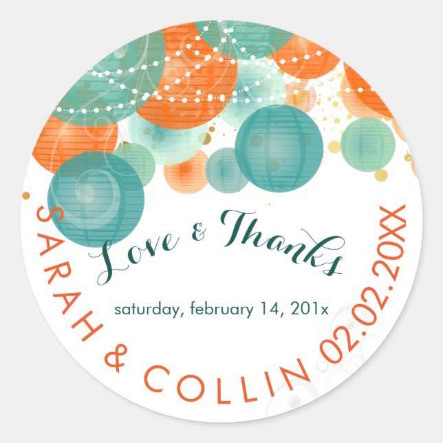 Adesivo Lanternas azul-turquesa e laranja PixDezines/fundo (Frente)