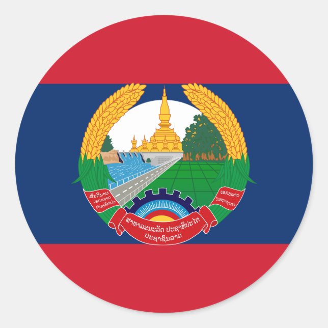 Adesivo Lao Flag & Emblem, Bandeira do Laos (Frente)