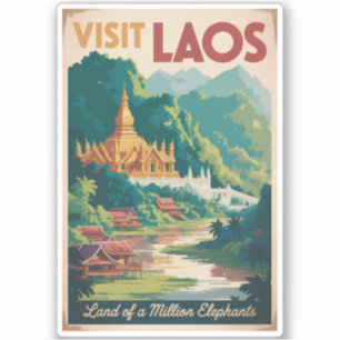 Adesivo Laos Pha That Luang Ilustração Arte de Viagem