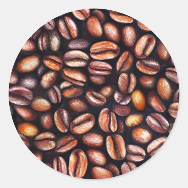 Adesivo Lápis De Café De Feijão De Desenho, Castanho Russo (Frente)